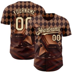 Custom Brown-Cream Foodie Food Dessert Chocolate Authentic Baseball Jersey