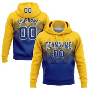 Custom Stitched Yellow Royal-White 3D Pattern Design Gradient Square Shape Sports Pullover Sweatshirt Hoodie