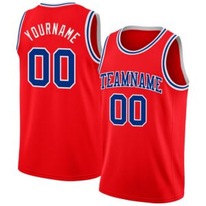 Custom Fire Red Royal-White Authentic Basketball Jersey